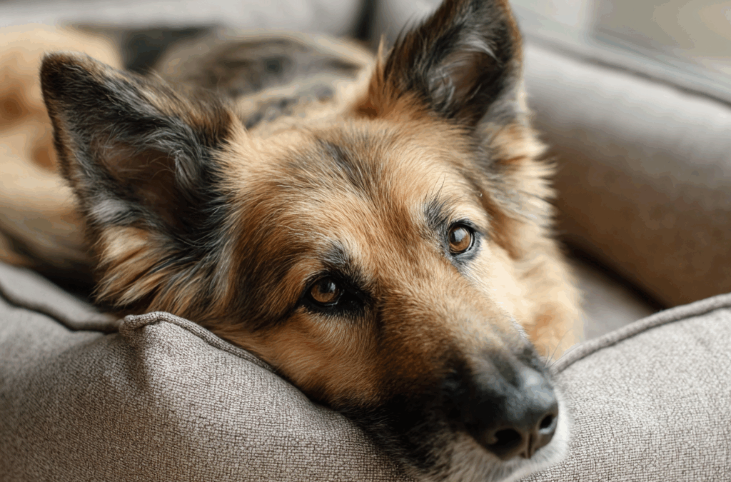 Alter Hund ist unruhig und wechselt ständig den Platz