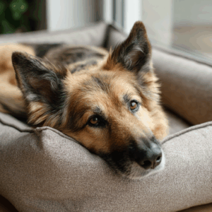 Alter Hund ist unruhig und wechselt ständig den Platz